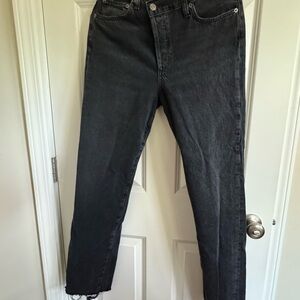 Agolde Women's Criss Cross Upsized Black Straight Leg Jeans